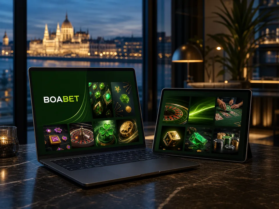 BoaBet online kaszinókatalógus laptopon és táblagépen budapesti környezetben